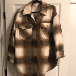 Terra Sky brown plaid shacket, 0X